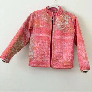 OBERMEYER Pink Orange Light Blue Quilted Winter Ski Snowboard Full Zip Jacket